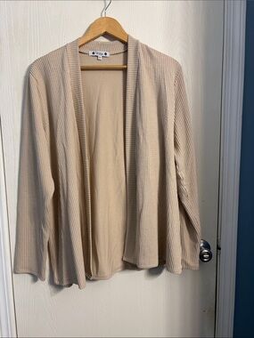 Willow Open-Front Ribbed Cardigan in Taupe